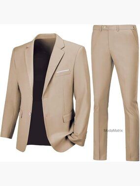 Mens 2 Piece Slim Fit Suit Jacket Pants Set Wedding Work Prom Tuxedo